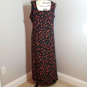 R&K Originals Maxi Dress black with roses Sz 12 New